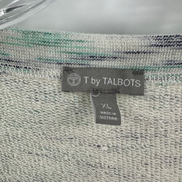 Talbots Cream Green Space Dye Metallic Side Button Pullover Sweatshirt Size XL - Picture 8 of 11